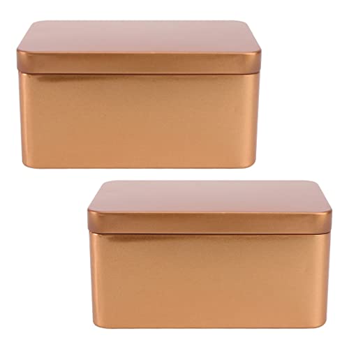 HEMOTON Tin De Regalo De Chocolate Vacío Paquete de 2 de Metal con Tapa de Lata de para Café Especias Y Color Aleatorio Contenedores De Hojalata Rectangular