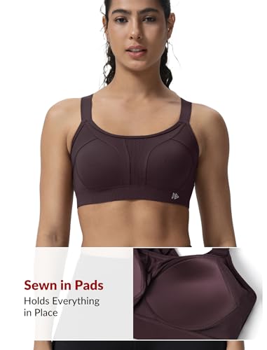 Image of Yvette Criss Cross Adjustable High Impact Running Bra | Pickleball Tennis, Big Bust Plus Size, Adjustable Strap, Wireless Sewn in Pads, No Bounce, Full Coverage, Moisture-Wicking
