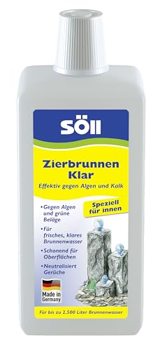 Söll 80830 ZierbrunnenKlar 1 l - effektiver Zierbrunnenreiniger Brunnenreinigung für Zimmerbrunnen Dekobrunnen gegen Algen und Kalk