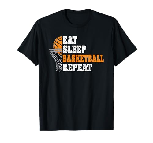 T-shirt Funny Eat Sleep Basketball Repeat Player, Preto