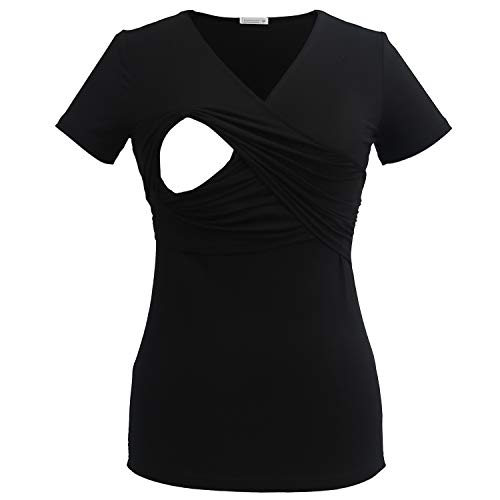 Fashion Women's Maternity Nursing T-Shirt Short Sleeve Breastfeeding Tops, Group R, Medium (3 Pack) #TOP2