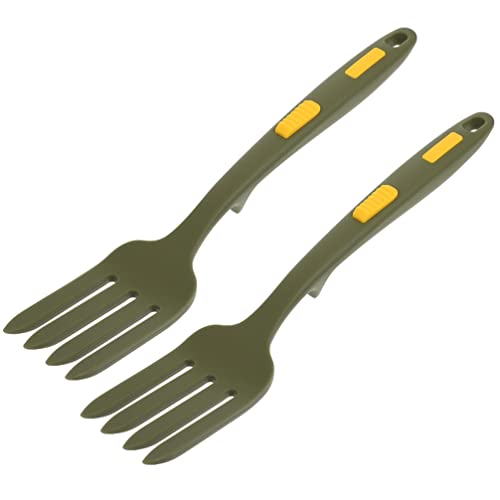 Hemoton 2Pcs silicone fork Spaghetti Server salad fork handled spoon silicone stir fork pastry multitools spaghetti spoon flexible Italy to rotate