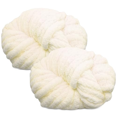 MeYuxg Pelote Laine Grosse Maille, Laine Geante 2 x 250 g Pelote de Laine Epaisse, Utilisé pour Soft Big Jumbo Couverture de fils Epaisse lit pour Animal de...