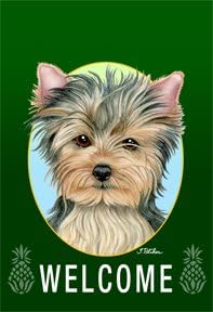 Best of Breed Yorkie Puppy Cut - Tomoyo Pitcher Welcome Pineapples Large Flag
