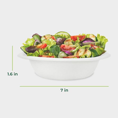 Image of Freshware Paper Bowls - Disposable 16 oz. Soup Bowl, 1000 Pack Biodegradable Sugarcane Fiber Serving Bowls - Heavy Duty Bagasse for Hot Food Plates - Microwave & Freezer Safe, Stackable Dinnerware