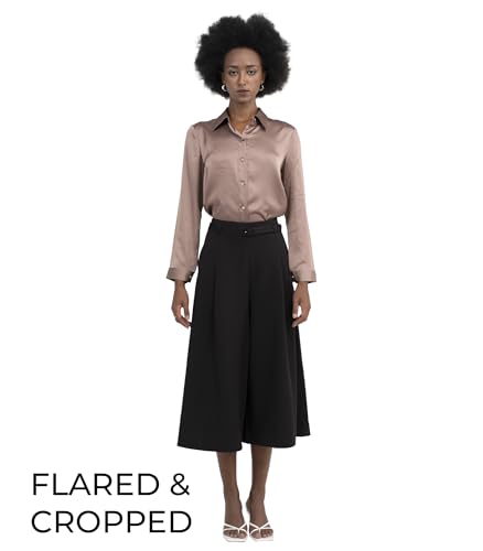 Black Wide Leg Tuytsi Pant, Culottes Womens Casual High Waist Wide Leg Pants, Slacks for Women4