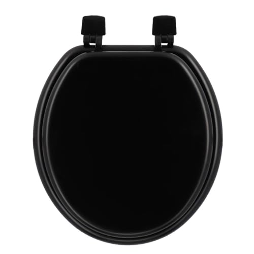 Tendance - Abattant WC MDF 17 Pouces Attaches Plastiques - Noir - Salle de Bain - Abattants Universel - Lunette de Toilette