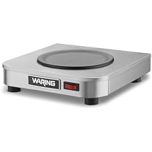 Waring Commercial WCW10 Cafe Deco Single Coffee Carafe Warmer, 120V, 5-15 Phase Plug, Single Burner Silver