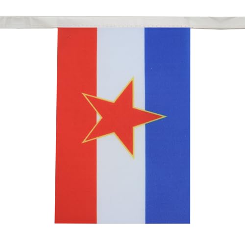 Image of AZ FLAG Yugoslavia 6 meters BUNTING Flag 20 flags 9'' x 6'' - Yugoslavian STRING flags 15 x 21 cm