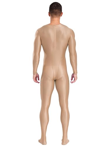 Mens Shiny Long Sleeve Elastic Bodysuit Long Sleeves Tights Pantyhose Full Body Jumpsuits2