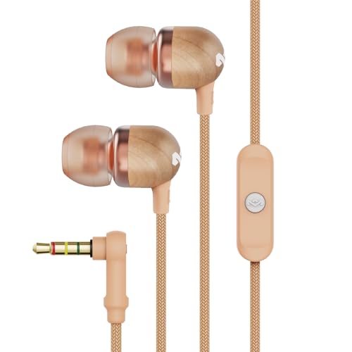 Marley House of Kopfhörer mit Kabel 'Smile Jamaica'- In-Ear Kopfhörer mit Mikrofon, 1-Knopf Steuerung & Geräuschisolierung, inkl. 2 Gel-Aufsätzen und verwicklungsfreies Kabel (Copper/Roségold)