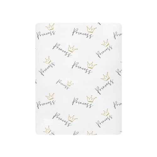 Image of Crib Sheets for Boys Girl Princess Crown Text Breathable Mini Crib Mattress Sheets Fitted,Toddler Baby Sheets for Crib Mattress 39 * 27 * 5In