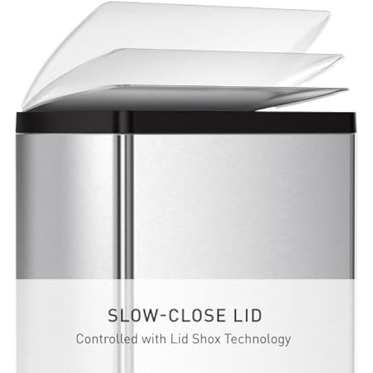 simplehuman 50 Liter / 13.0 Gallon Rectangular Kitchen Step Trash Can, Brushed Stainless Steel