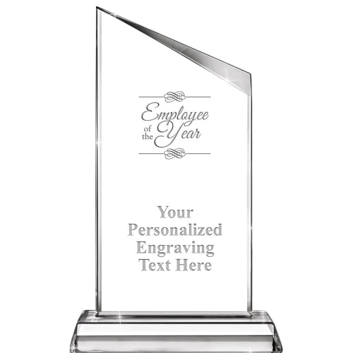 Crown Awards Employee of The Year Engraved Trophy, 8" Ascent Custom Crystal Trophy Recognition Corporate Award