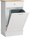LOUVIXA Tilt Out Trash Bin Cabinet Dog Proof Trash Can Holder Kitchen Island Without Garbage Bin or Tilt Out Laundry Hamper, White