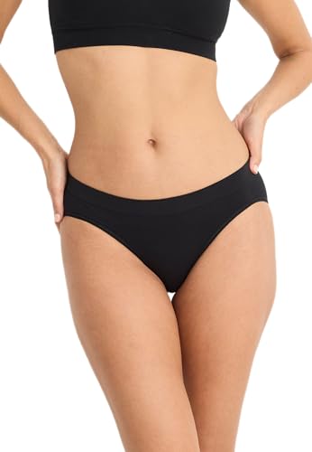 Jockey Seamfree Bikini - Nahtlose Damen Unterwäsche atmungsaktiver Seamless Slip ohne störende Nähte Microfaser Women Underwear mit angenehmem Schwarz