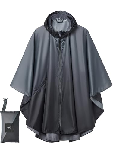 Image of SaphiRose Adult Rain Poncho Waterproof Hooded Zipper Raincoat with Pockets | OEKO-TEX Certified 100% Polyester, Lightweight Packable Storage Pouch, Heat-Sealed Seams, Quick-Dry for Outdoor Hiking