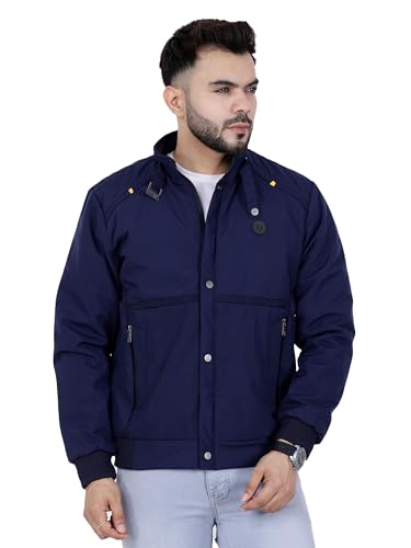 Image of Dollar Full Sleeves Bomber Jacket for Men | TPU Men's Standing Collar Lightweight Winter Jacket, Regular Fit