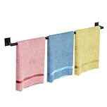 DOKU Towel Rail Wall Mounted, 80CM/32 Inch Stainless Steel Towel Holders for Bathrooms, Matte Black Towel Bar, Modern Towel Rack TowelHolder
