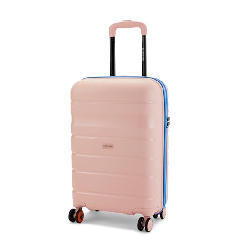 Image of Nasher Miles Jupiter Hard-Sided Polypropylene Cabin Luggage 20 inch | 55cm | 8 Wheels Small Trolley Bag for Travel | Suitcase (Peach)
