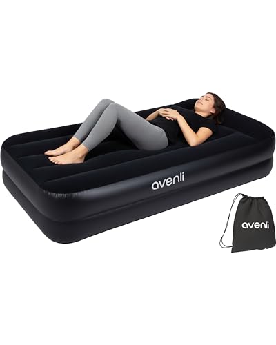 AVENLI Luftmatratze Luftbett selbstaufblasend für 1 Person 195x96x46cm aufblasbare Matratze Gästebett mit integrierter Pumpe extra hohe Liegefläche beflockte Oberfläche für Camping & Zuhause