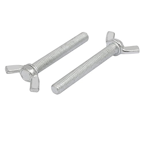 sourcing map M8x60mm Grade 4.8 Carbon Steel Wing Bolt Butterfly Screw 10pcs - Image 2