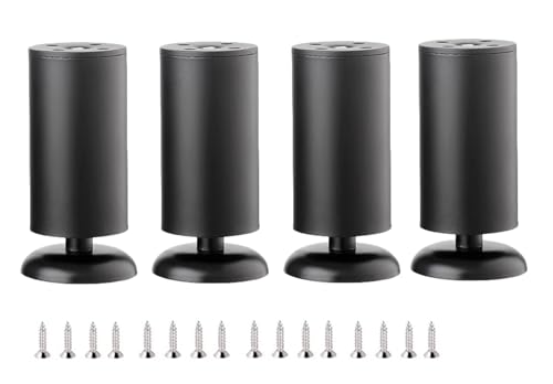 Jiaureshiby テーブル 脚 家具脚 継ぎ足し 高さ調整 4本パック ベッド ソファ キャビネット 机 脚 ささえ あし ステンレススチール 置き換え足 サポート脚 調節可能な家具脚 デスク脚 家具用足 DIY脚交換用ハードウェアアクセサリー (ブラック, 12㎝)