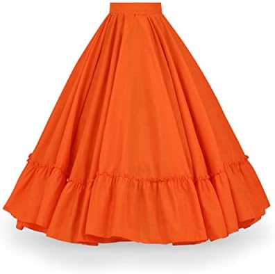 Kakentli Folklorico Teens Dance Practice Skirt, Double Circle, Doble Vuelo, Orange, Small