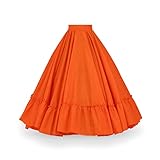 Kakentli Folklorico Teens Dance Practice Skirt, Double Circle, Doble Vuelo, Orange, Small