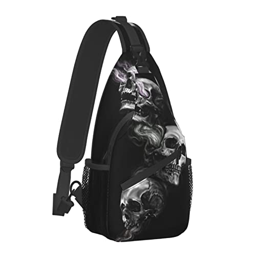 ASYG Skull Sling Bag Crossbody Chest Daypack Casual Backpack Goth Shoulder Bag For Travel Hiking Outdoor2