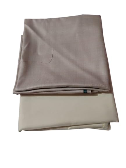 Cotton Fabric Shirt and Trouser Set, Cream and Beige, Smooth Texture-picture-41
