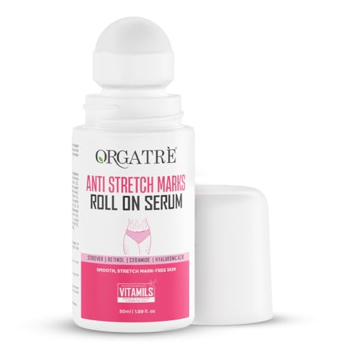 Image of Orgatre Anti Stretch Marks Roll On Serum for Women With Striover | Retinol, Ceramide & Hyaluronic Acid | Lightweight & Non-Greasy | Reduces Stretch Marks & Boosts Elasticity | Safe for Pregnancy | 50ml