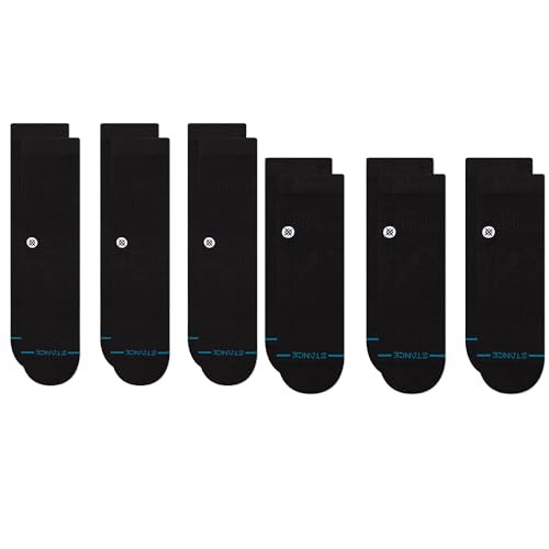 Image of Stance Icon Crew + Quarter 6-Pack Bundle, Black, Large