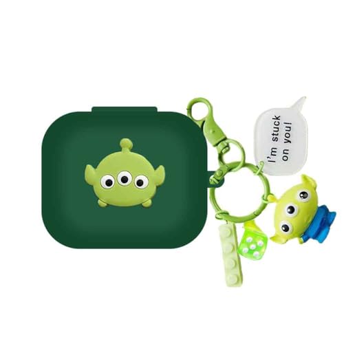 MEIKAWAKI 保護ケース 対応? EarFun Air Pro 4 ケース かわいい 面白い 漫画 耐衝撃 グリーンシリコン ケース EarFun Air Pro 4用のケース 傷防止 保護カバー キーチェーン付き