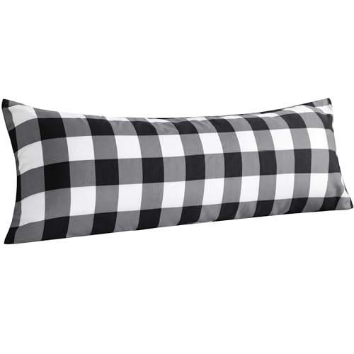 NTBAY Body Buffalo Pillowcase, 1800 Thread Brushed Microfiber Black and White Buffalo Pillow Case, Super Soft and Cozy Envelope Closure 20x54 Pillowcase, 20x54 Inches