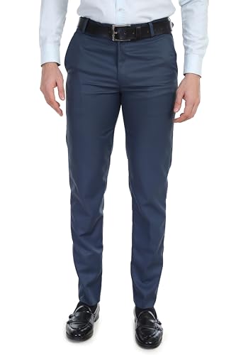 Image of Men's Stretchable Solid Plain Formal Trousers - Regular Fit Stylish Pants for Office & Party, Fashionable Dress Trousers for Men