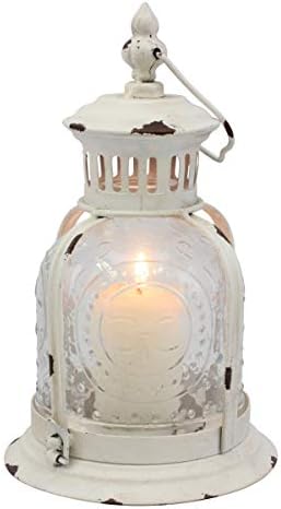 Stonebriar Antique Worn White Metal Candle Lantern, Use As Decora...