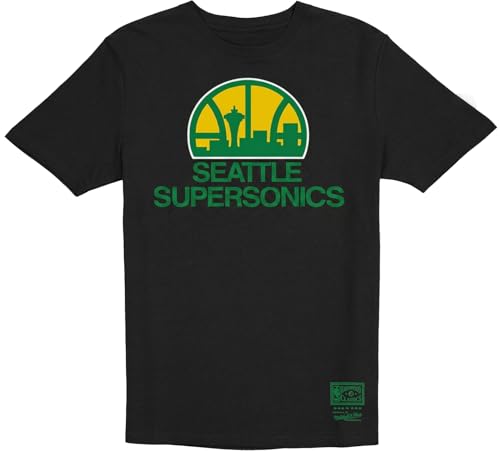 Seattle Supersonics Black Skyline Logo Premium T-Shirt (US, Alpha, 3X-Large, Regular, Regular, Black)