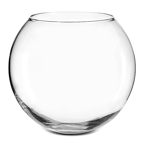 TIENDA EURASIA - Pecera Redonda Mediana, Cristal Transparente, 18cm de Diametro x 13cm de Alto, Esférica, Peces Pequeños, Tortugas y Mascotas