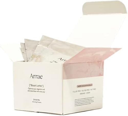 Arrae Bloat Latte Digestive Supplement - 10 Fast-Acting Bloat, Gas & Stomach Relief Drink Mixes - Natural Digestive Aid with Peppermint, Dandelion Extract, Ginger & Cinnamon