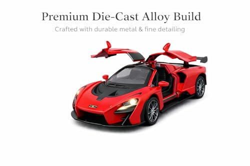 Image of Brand Conquer Defender 1:36 Diecast Model | Openable Doors, Bonnet & Boot for Kids and Collectors | Alloy Metal Car Toy | Perfect for Play & Display (Mclaren Senna Red)