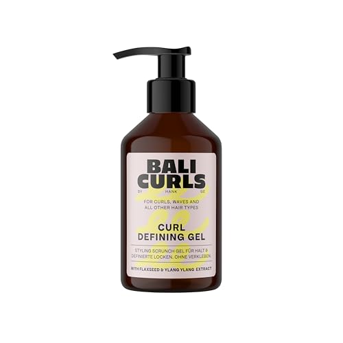 BALI CURLS Gel definidor de rizos - Gel definidor de rizos con extracto de linaza e ylang ylang - Gel vegano para rizos suaves y definidos - Cuidado de los rizos naturales - 150ml