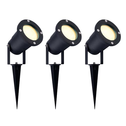 Spots à piquer LED IP65 contre l'humidité pour sécuriser un jardin sombre