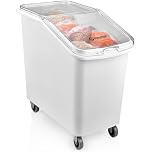 Stalwart Polypropylene Ingredient Food Flour Storage Large Bin 100Ltr, Heavy Duty Castors, transparent lid, 90 x 90cm