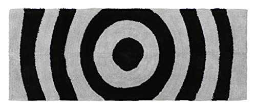 Image of THE HOME TALK Modern Polyester Area Rugs | Carpets for Living Room, Kitchen, Kid's Room, Bedroom | Microfiber Polyester Rugs | Shaggy Floor Carpet | Anti Skid Store (Black and Silver, 50 x 150 cm)