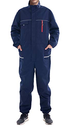 Oralidera Homme Combinaison Travail Salopette de Travail avec éléments Réfléchissants Salopettes et Combinaisons avec Fermeture Cover