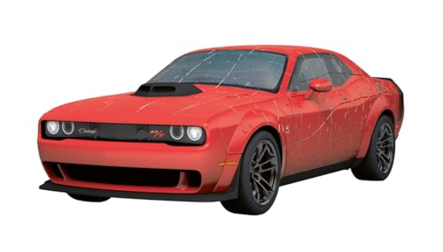 Ravensburger - Puzzle 3D Dodge Challenger R/T - Dodge Challenger Rouge - Maquette Voiture à Construire sans Colle - Puzzle Voiture de Sport 3D - 108 Pièces - Dès 8 Ans - 12008036
