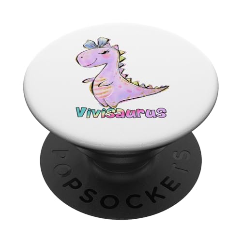 Vivi Nombre Camisa Niña Dinosaurio Cumpleaños Vivian Vivisaurus PopSockets PopGrip Intercambiable