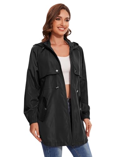 Avoogue Women's Large Black Lightweight Waterproof Rain Jacket with Hood - Image 3