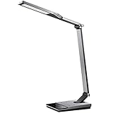 WorkPro LED USB Desk Lamp with Qi Certified Wireless Charger and Timer, 17-1/2'H, Brushed Metal/Gray